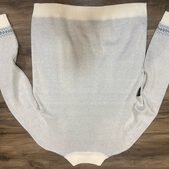 Northern Reflections Scenic Turtleneck Sweater in Blue and White - Picture 7 of 7